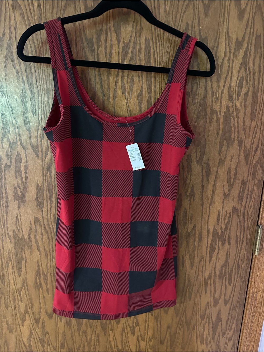 Maurices Red and Black Plaid Scoop Neck Tank